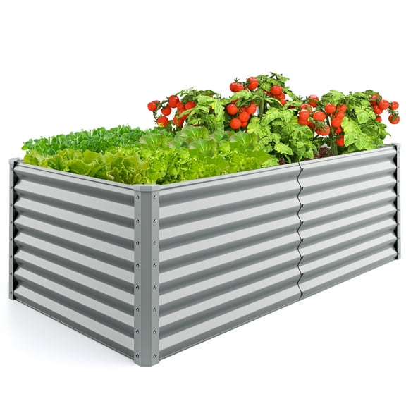 Gymax Raised Garden Bed Large Metal Planter Box Kit for Vegetable Herb 6' x 3' x 2' Gray