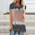 thumbnail image 1 of Hauts d'Été Grande Taille pour Femmes Mode Décontractée Col Rond Manches Courtes Imprimé Blouse T-shirt Col en V Femmes en Solde, 1 of 8