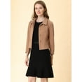 thumbnail image 3 of INSPIRE CHIC Women's Elegant Button Down Point Collar Short Bomber Jacket, 3 of 6