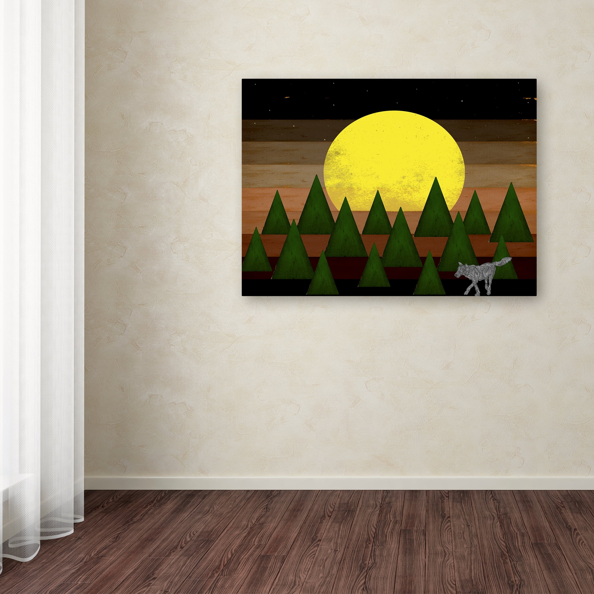 Trademark Fine Art 'Nighttime In The Forest With Wolf' Canvas Art by Tammy Kushnir