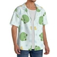 thumbnail image 2 of Uemuo Kawaii Frogs Pattern Cotton Linen Short Sleeve Shirts,Casual Lightweight Button Down Shirts,Vacation Beach Summer Tops-Small, 2 of 7
