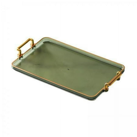 

yotijay 2x Nordic Farmhouse Serving Tray Food Cup Serving Tray with Handles Trinkets Keys Storage Tray Shower Plate for Bedroom Bathroom Green 27.7c