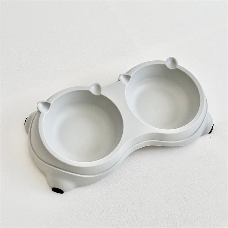 Stainless Steel Pet Bowl, Tilted Anti-Slip Feeding Station for Cats & Dogs, Easy to Clean & Helps Prevent Dark Chin (Gray, 600ml)