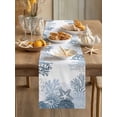 thumbnail image 3 of Summer Marine Life Table Runner, Ocean Corals Coastal Starfish Conch Cotton Linen Kitchen Table Decoration Washable Dining Tabletop Runners for Home Party Decor 13x108 Inches, 3 of 9