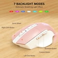 thumbnail image 6 of Wireless Keyboard and Mouse Combo - Ergonomic Wave Rechargeable Keyboard with Soft Leather Wrist Rest, RGB Backlit -Pink, 6 of 7