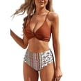thumbnail image 1 of Bikini ZAFUL Twist de cintura alta con cordones cruzados naranja para mujer, 1 of 5