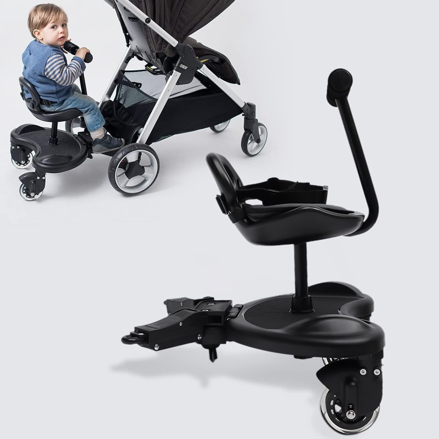 Miumaeov Universal 2-in-1 Stroller Board,Buggy Board Suitable for 2 to 6 Years 25 Kg Maximum Load,Toddler Stroller Attachment Step Stand Ride-On Pedal