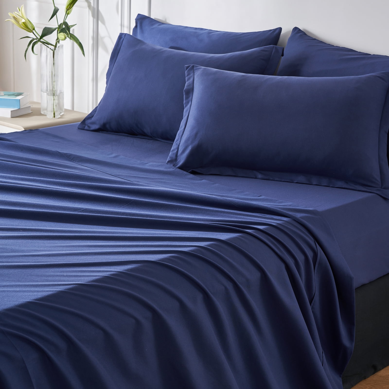 Davulos King Comforter Set,7 Pieces Bedding Comforter Sets King Size Navy Bed in a Bag for All Season