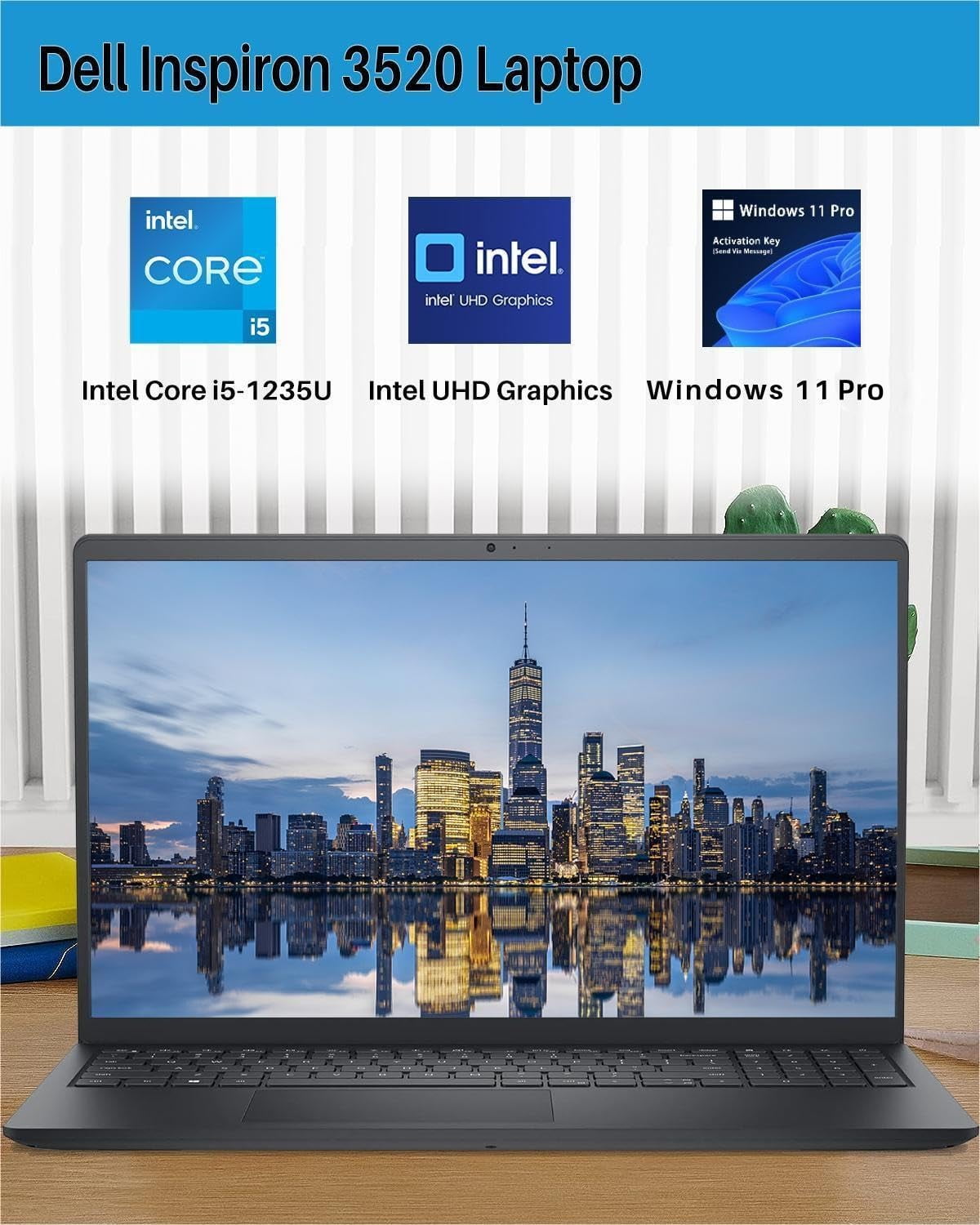 Dell Inspiron 15 3000 3520 Business Laptop, Windows 11 Pro, 32GB RAM, 1TB SSD, Intel Core i5-1235U Processor, 15.6" FHD Display, Intel UHD Graphics, Wi-Fi 6, HDMI, Bluetooth, with Laptop Stand