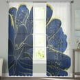 thumbnail image 3 of Navy Blue Gold Semi Sheer Curtains 84 Inch Length 2 Panels Set,Abstract Line Art Troditional Ink Painting Sheer Kitchen Curtain Privacy Voile Window Curtain for Living Room Bedroom Rod Pocket Drapes, 3 of 7