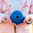 thumbnail image 4 of Ammoon 5.5" Mini Steel Tongue Drum, 8-Note C Key, Handpan, Chinese Zodiac Pattern, Tank Drum, Percussion Instrument with Musical Instrument Bag and Mallets (Horse Pattern and Dark Blue), 4 of 8