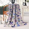 thumbnail image 2 of Beige Butterfly Flower Pattern Blanket,Comfortable Soft Flannel Throw Blanket,All Season,Warm Lightweight Blankets for Sofa Bed Couch Living Room Chair,60"x80", 2 of 4