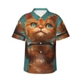 thumbnail image 1 of Fotbe Strong Kitten Lifting Weights Camisa Hawaiana para Hombre Unisex – Camisa Casual de Verano con Botones de Manga Corta de Algodón y Lino,X-Large, 1 of 7