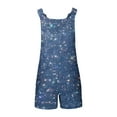 thumbnail image 6 of Virmaxy Womens Class Fit Short Jumpsuit Faux Denim Casual Suspender Shorts Printed Pocket One-Piece Shorts Blue-B 2XL, 6 of 6