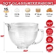 thumbnail image 2 of Uscover Glass Mixer Bowl for Kitchenaid 4.5-5 Quart Tilt-Head Stand Mixers, 5 qt Mixing Bowl for Kitchen Aid with Measurement Markings & Handle, 2 of 11