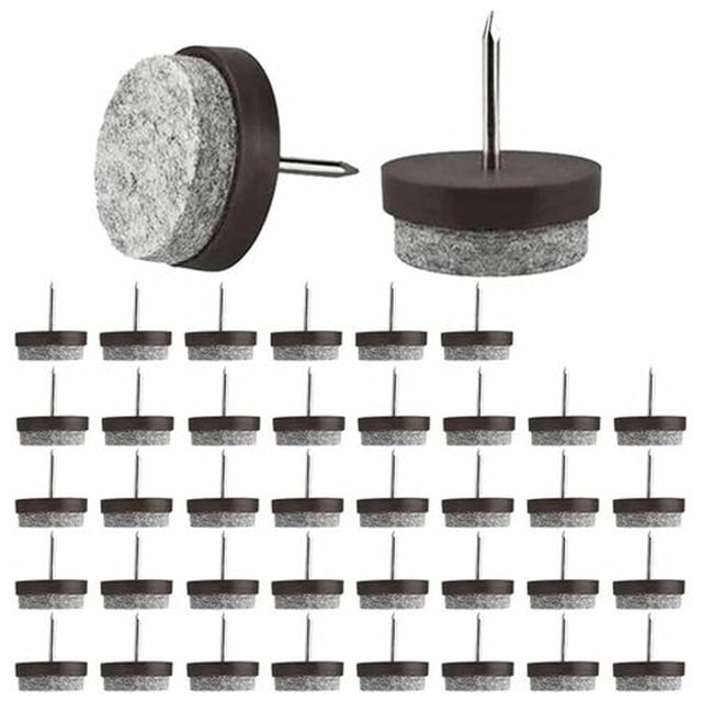 Deslizadores para sillas con clavos, deslizadores de fieltro con tornillos, 40 piezas de deslizadores para muebles con clavos, almohadillas deslizantes redondas de 21 mm para sillas, almohadillas