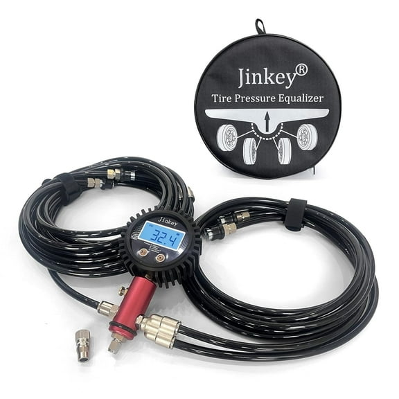 Jinkey® Upgraded 4-Tire Pressure Equalizer with Quick Coupler – 4-Way Inflation & Deflation System, Closed Flow Air Chuck, High-Flow Air Down Tool for Off-Road Vehicles