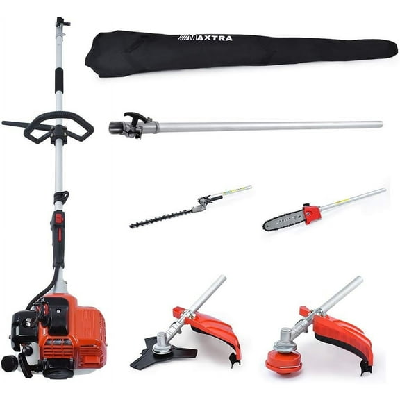 Gas Pole Saw Multi Functional Set, Hedge/ String Trimmer Brush Cutter (4 Heads 1 Extension Included)