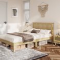 thumbnail image 4 of Full Bed Frame with Natural Rattan Headboard, Sturdy Metal Base, Boho-Style Cane Mattress Support, No Box Spring Needed, 4 of 11