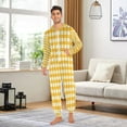 thumbnail image 5 of IAUYY Unisex Adult Onesie Pajamas Ultra-Soft Crystal-Soft Fabric, Halloween Adult Onesie Pajamas Adults,With a Zipper Plus Size Onesie Pajamas, Yellow Checkered Pattern, 5 of 7