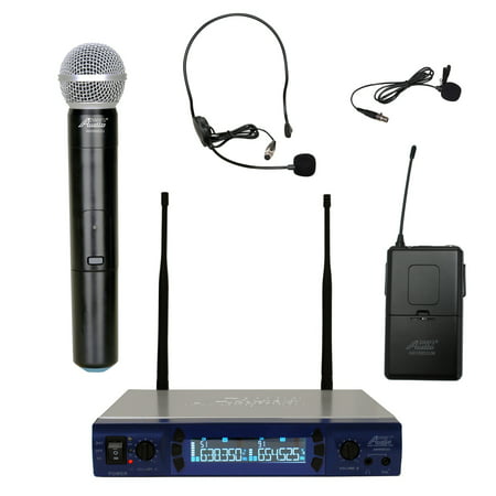 6952ULX UHF 200 Frequency Portable Wireless Microphone w/ Lavalier, Headset &