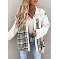 thumbnail image 2 of Women Jean Jacket Long Sleeve Button Down Plaid Oversized Denim Shacket Jackets Boyfriend Plaid Blouse Shacket Top with Chest Pocket, 2 of 6