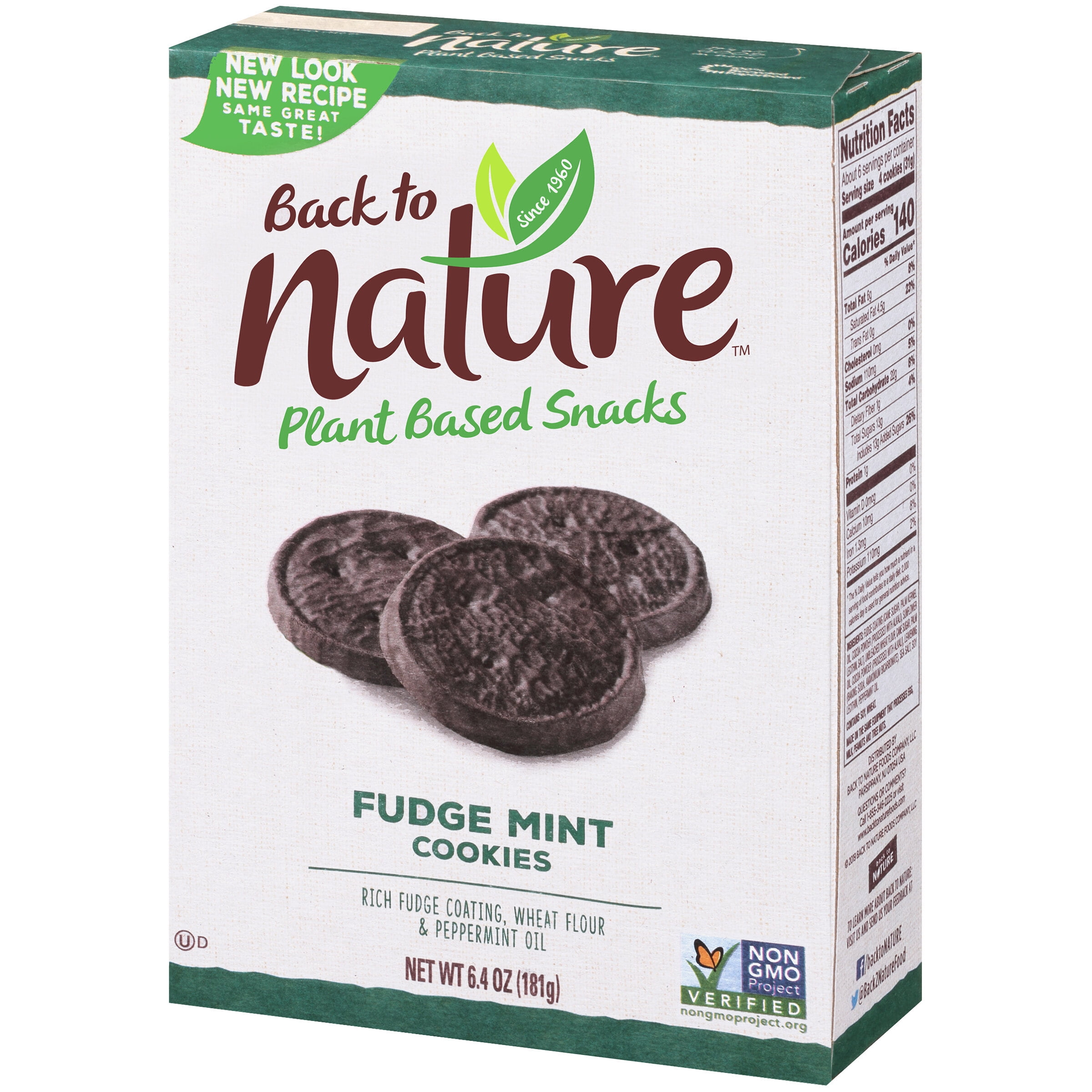 Back To Nature Plant Based Snacks Fudge Mint Cookies 6 4 Oz Box Walmart Com Walmart Com
