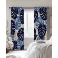 thumbnail image 2 of Blackout Curtains for Bedroom, Blue Palm Leaves Room Darkening Window Drapes for Living Room, Farmhouse Summer Beige Tropical Plants Thermal Insulated Grommet Curtains, 42x45 inch, 2 Panels, 2 of 9