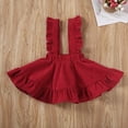 thumbnail image 5 of Douhoow Toddler Girls Ruffle Suspender Skirt Solid Color Sleeveless Backless Dress, 5 of 8