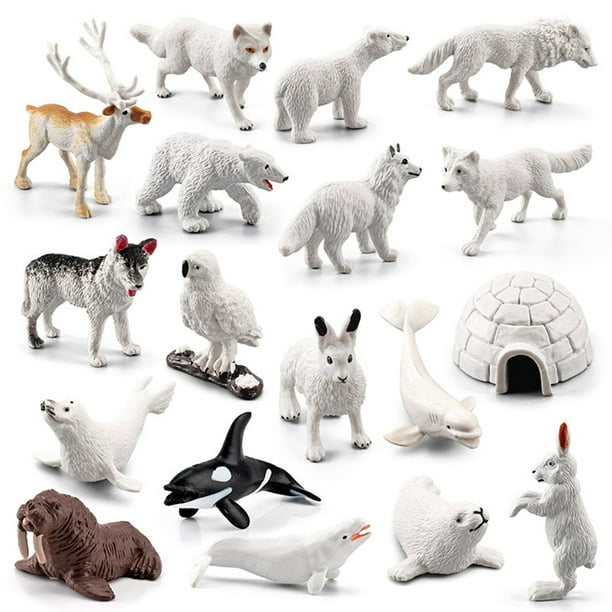 Mini Arctic Animals Toys,Duety 18pcs Arctic Animal Figures,Animals  Figurines For Kids Decorations And Bath Sets Polar Bear,Small White Bear  Arctic Fox Kids Diorama Birthday Gift 