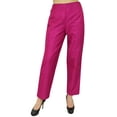 thumbnail image 2 of Phagun Women's Magenta Dupion Pants High Waist Narrow Bottom Trousers-XX-Large, 2 of 9