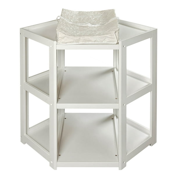 Badger Basket Diaper Corner Baby Changing Table, White, Includes Pad