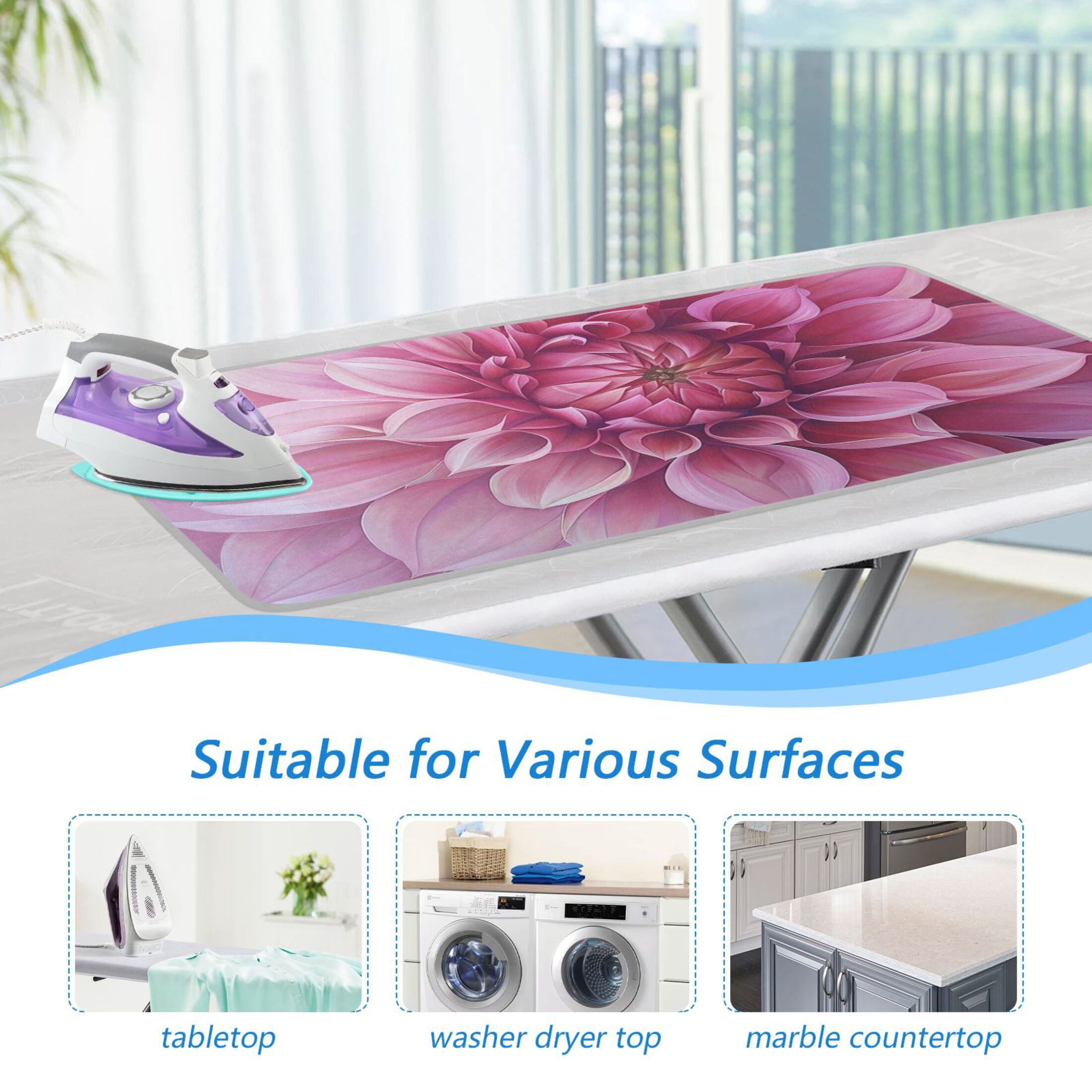 Blooming Dahlia Ironing Mat Blanket Portable Travel Ironing Pad Heat Resistant Pad 47.2" x 27.6”