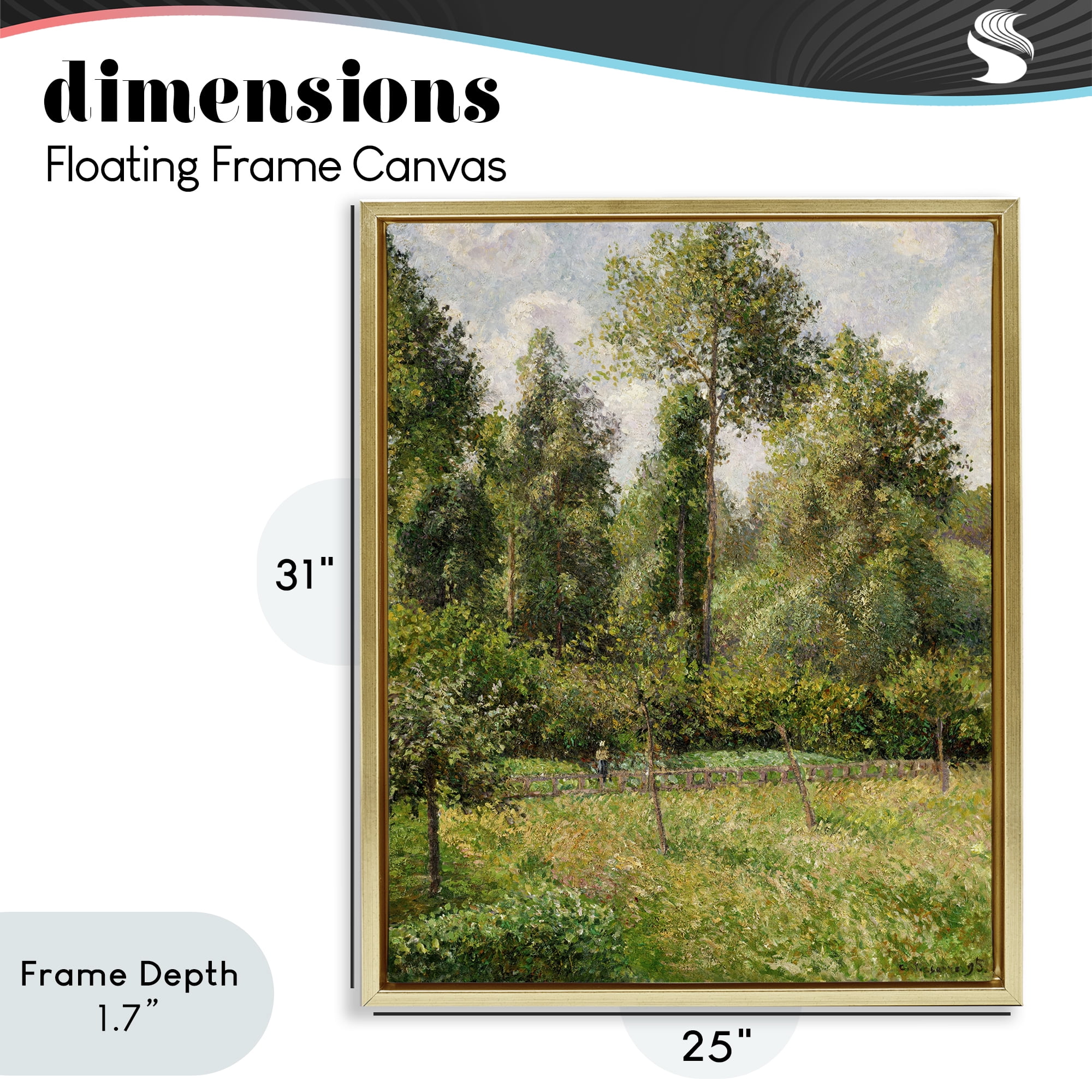 Stupell Industries Poplars Classic Landscape Gold Framed Floater Canvas Wall Art, design by Camille Pissarro