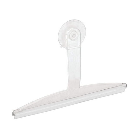 iDesign Plastic Plastic Suction Squeegee with Storage Hook Shower, Window, and Mirror Accessory for Master, Guest, Kids' Bathroom Cleaning, 12" x 10", Clear