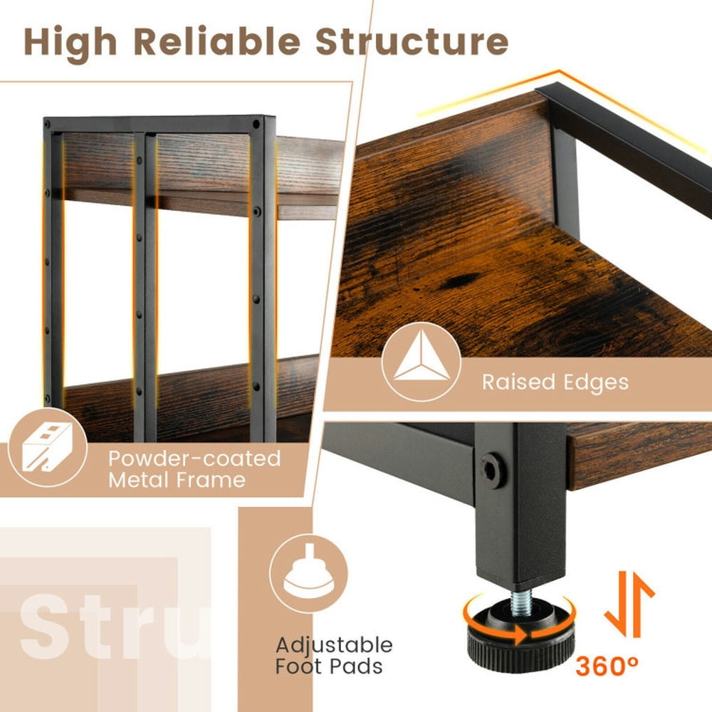 Demi Bonn 5-Tier Industrial Bookshelf Storage Shelf Display Rack with Adjustable Shelves, Brown