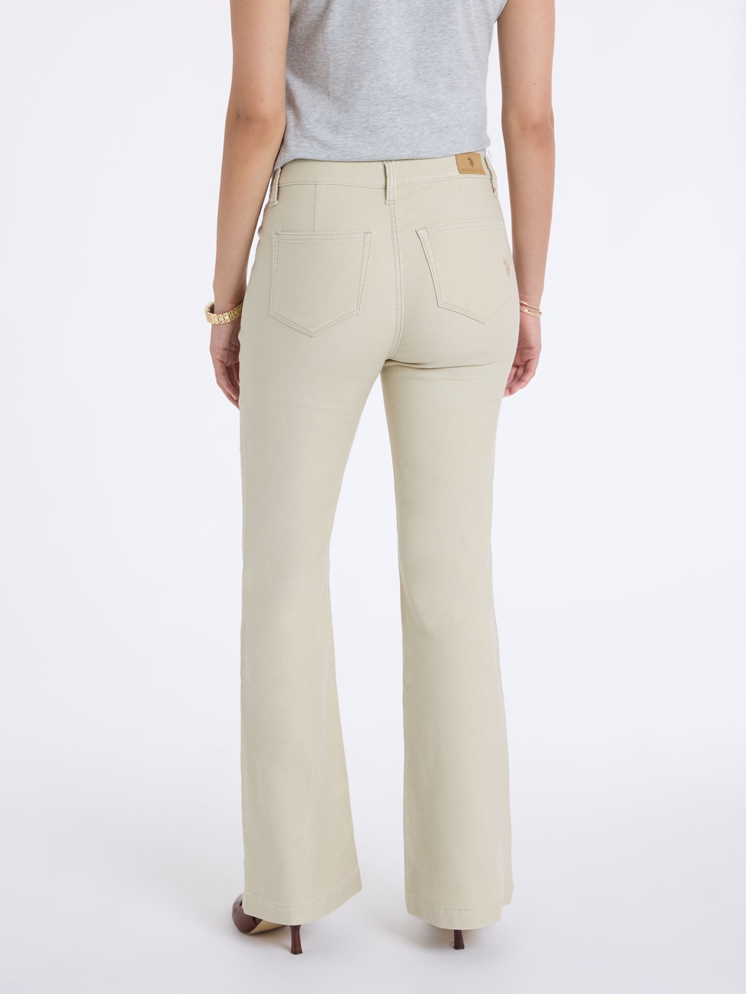 U.S. Polo Assn. Women's Patch Pocket Flare Knit Denim Pants