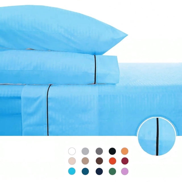 Juego de Sábanas Individual 2800 Hilos Extra Suave Premium Textura Rayada Soft Nature