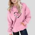 thumbnail image 4 of Spazoro Girls Hooded Sweatshirts, Soft & Comfy Long Sleeve Love Print Fashion Fall Winter Tops for Girls Pink Size 5 T, 4 of 6