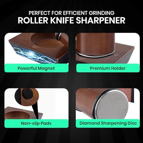 Upgraded Rolling Knife Sharpener Kit, Multi-Angle Adjustable Tool (Diamond/Ceramic Discs) – Makes Knife Sharpening Easy (Home Decor, Kitchen, & Other)