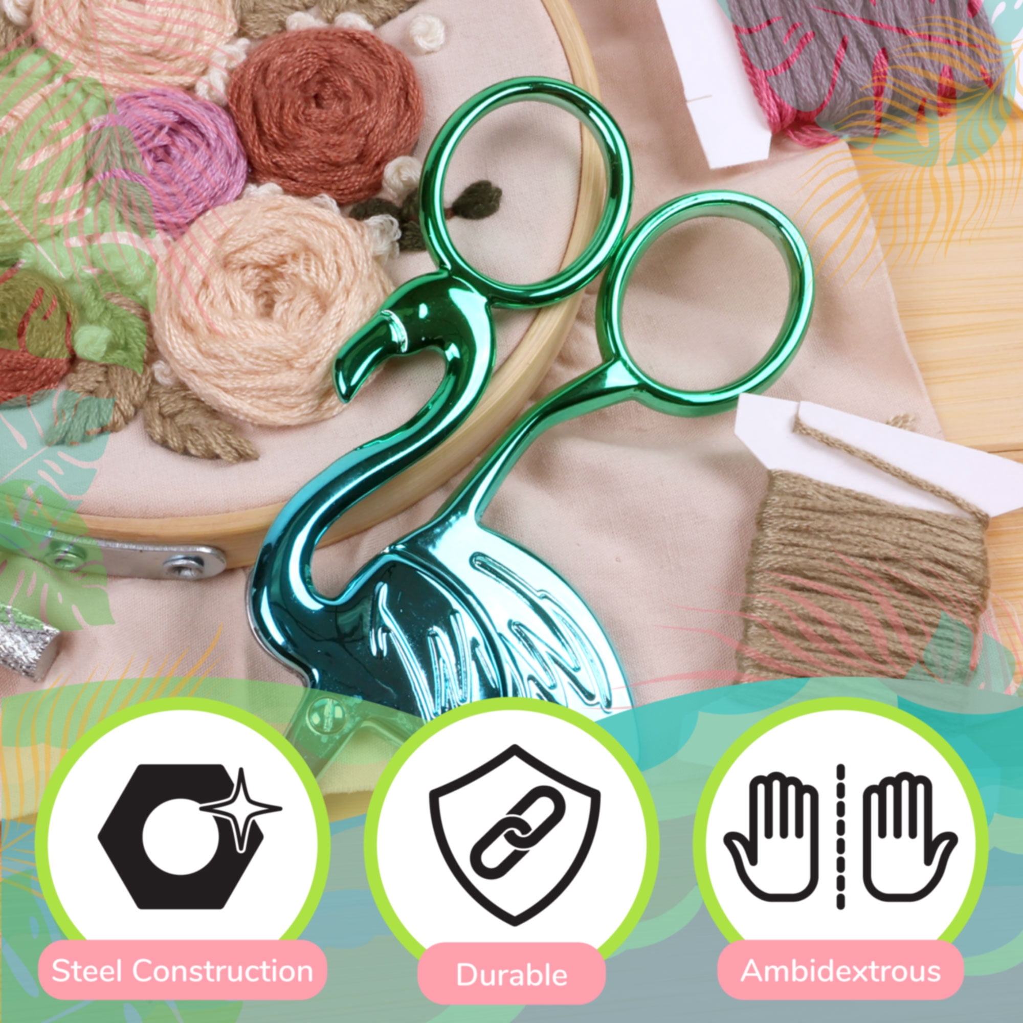 JubileeYarn Flamingo Embroidery Scissors - Mint - 1 Scissor