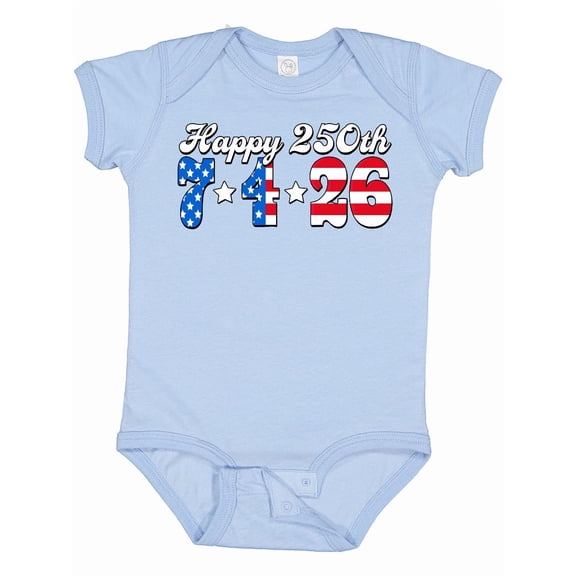 Inktastic Happy 250th Anniversary Fourth of July 7-4-26 Boys or Girls Baby Bodysuit