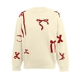 thumbnail image 5 of VISALY Plus Size Heart Sweater Bow Sweaters Oversize Sweaters Trendy Warm Sweaters Casual Sweaters Trendy Cozy Sweaters Business Casual Sweater Pullover Sweaters Base Sweater Beige L, 5 of 7