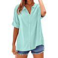 thumbnail image 4 of Yubnlvae Mint Green Summer Tops for Women Trendy Sleeveless Cotton Linen Tank Top Casual Button V Neck Tunic Blouses, M, 4 of 5