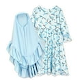 thumbnail image 1 of Odeerbi Niñas Floral Vestido Musulmán Con Hijab Ruffle Una Pieza de Vestido Islámico de Oración de Manga Larga Con Cuello Redondo de Algodón Set, 1 of 8