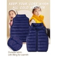 thumbnail image 2 of Happy Cherry Kids Down Vest Girls Sleeveless Puffer vest Boys Lightweight Warm Quilted Gilet Winter Waistcoat Snow Outerwear Outdoor Bodywarmer Cotton Padded Stand Collar for 3-4 Years Navy Blue, 2 of 6