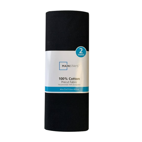 Mainstays 100% Cotton 44" Wide x 2 Yards Precut Fabric Solid Black Print Sewing & Crafting Fabric, 1 Each