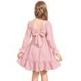 thumbnail image 6 of Arshiner Big Girls Trendy Dresses Fall Long Sleeves Tie Back Solid Beach Dress, 6 of 8