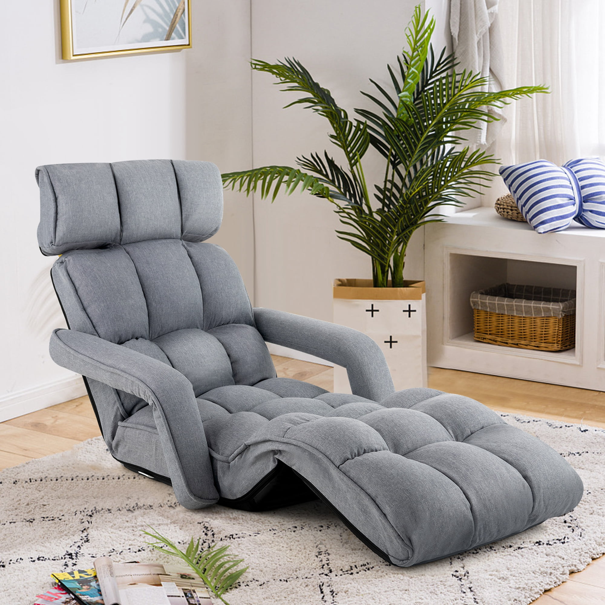 Costway Foldable Floor Chair, 6-Position Adjustable Lazy Sofa