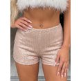 thumbnail image 4 of Women's Sequin Micro Shorts Glitter Sparkly Low Rise Elastic Band Hot Pants for Party Clubwear, 4 of 8